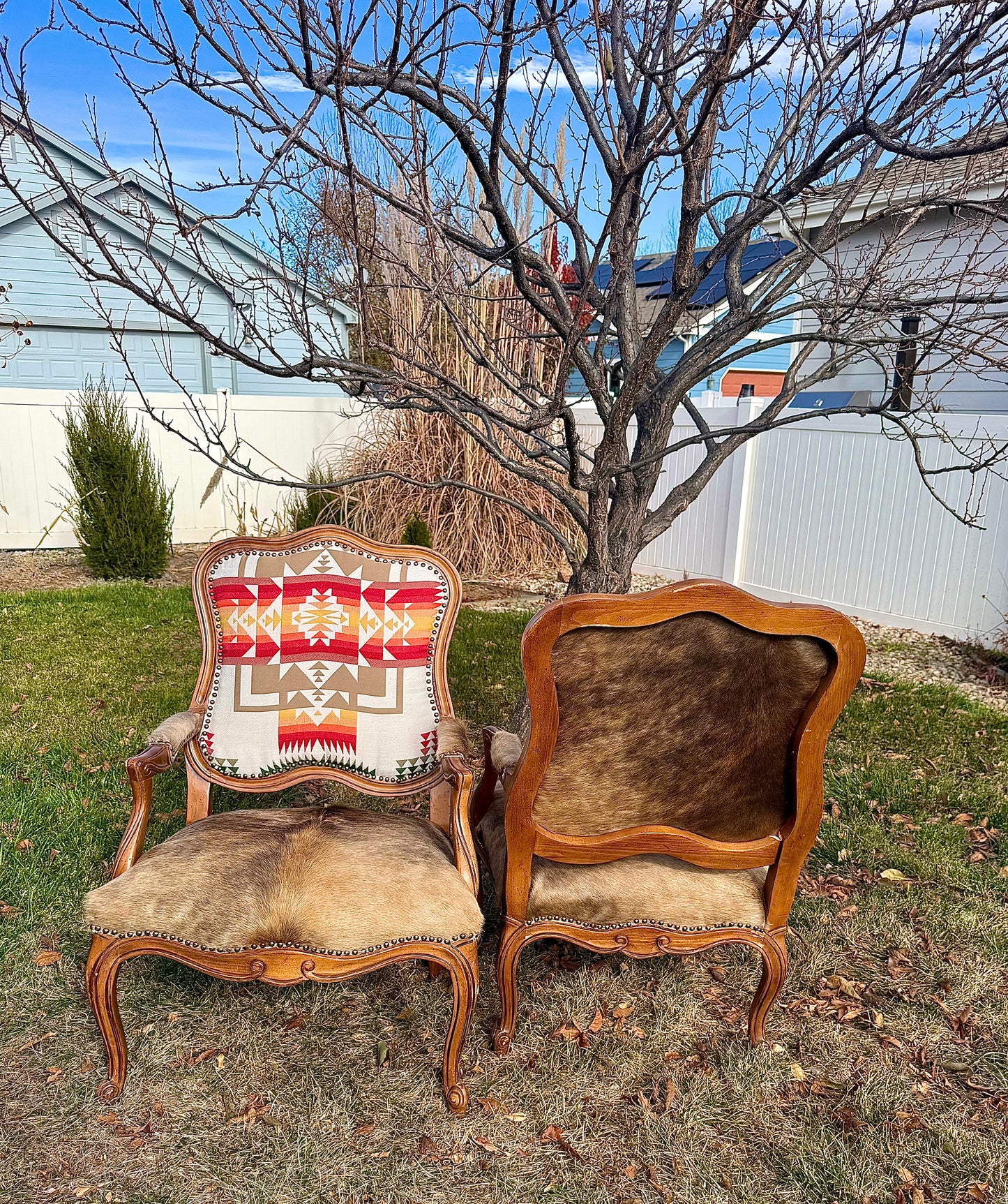 Cowhide & Pendleton Accent Chairs
