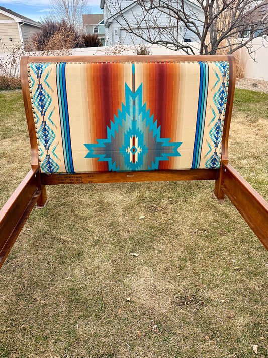 Pendleton and Cowhide Queen Bed Frame