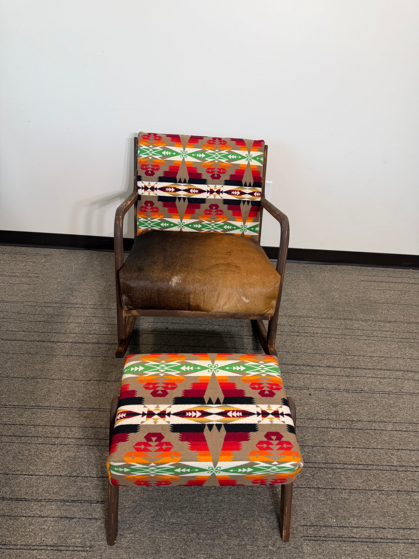 Tucson Khaki and Cowhide Rocking Chair Set