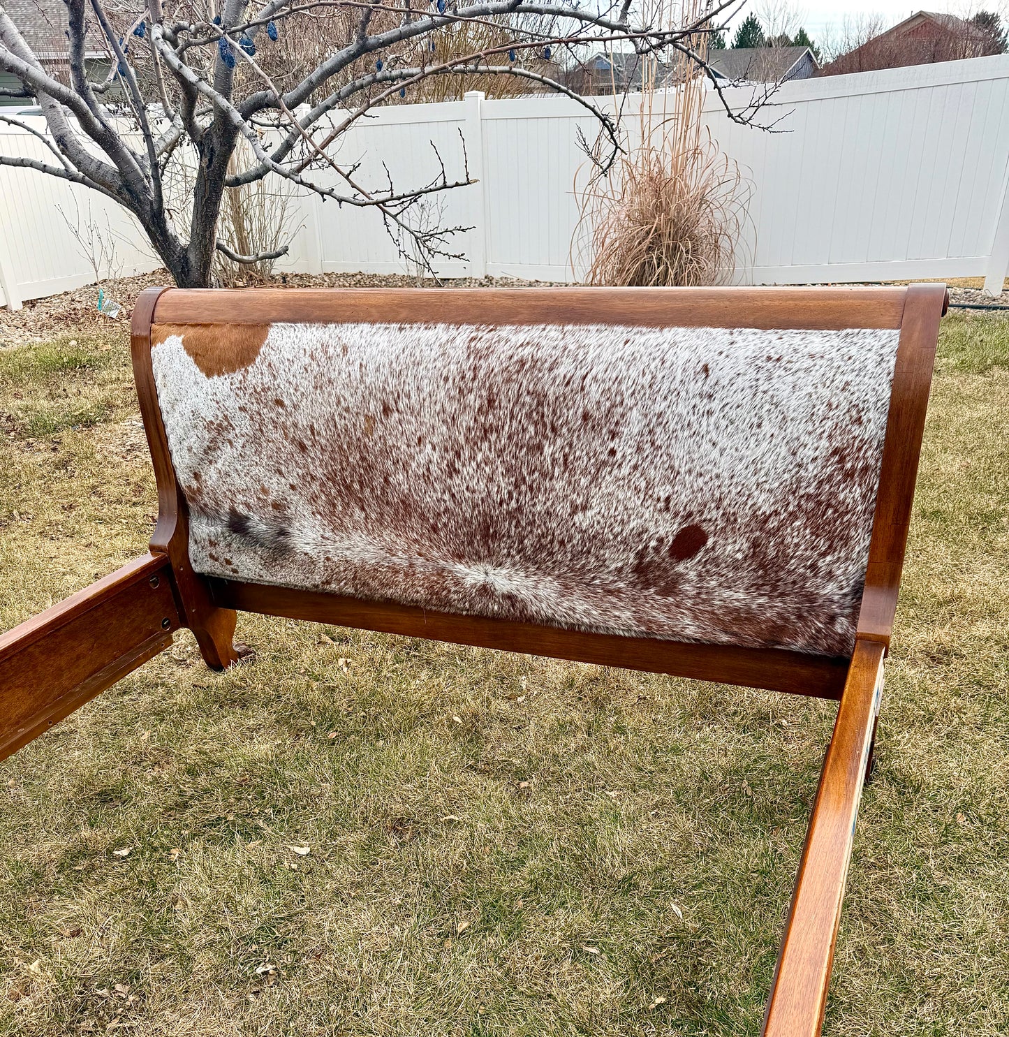 Pendleton and Cowhide Queen Bed Frame