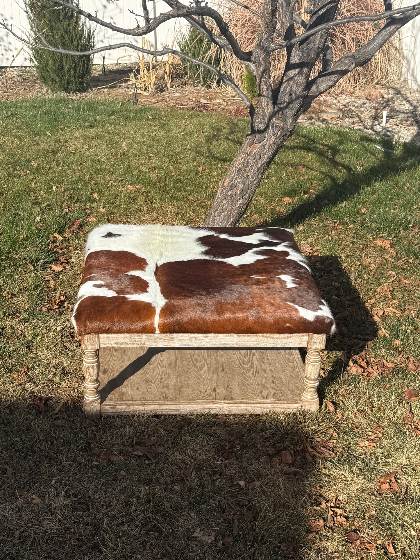 Cowhide Storage Ottoman