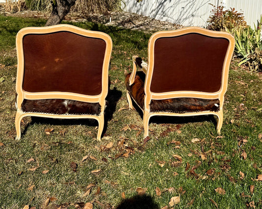 Brindle Cowhide and Pendleton Chairs
