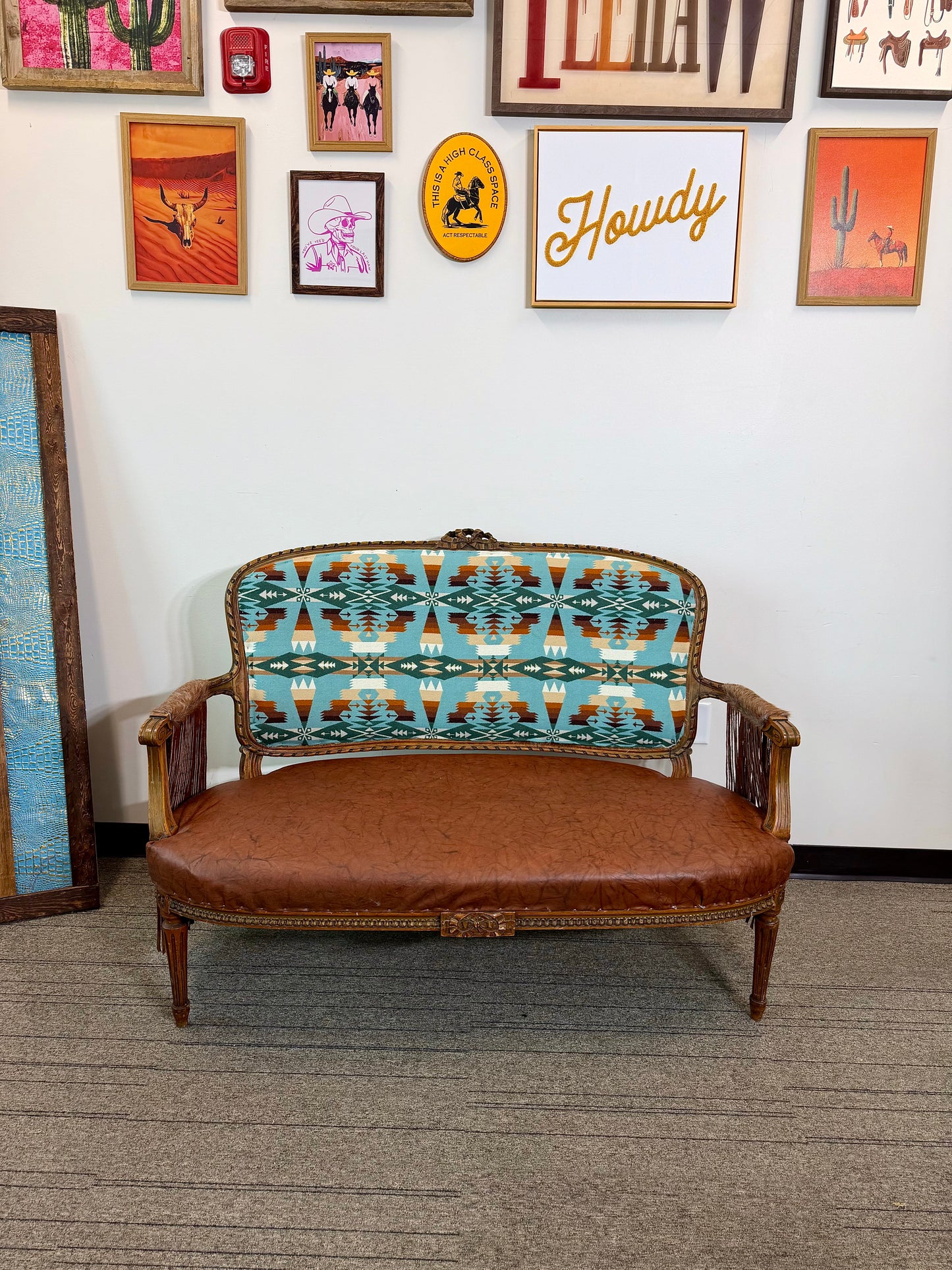 Tucson Aqua Antique Settee