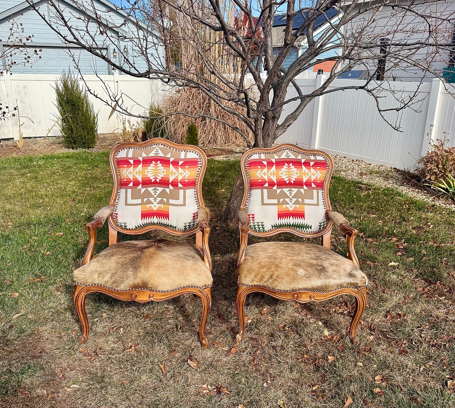 Cowhide & Pendleton Accent Chairs