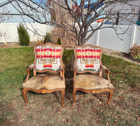 Cowhide & Pendleton Accent Chairs