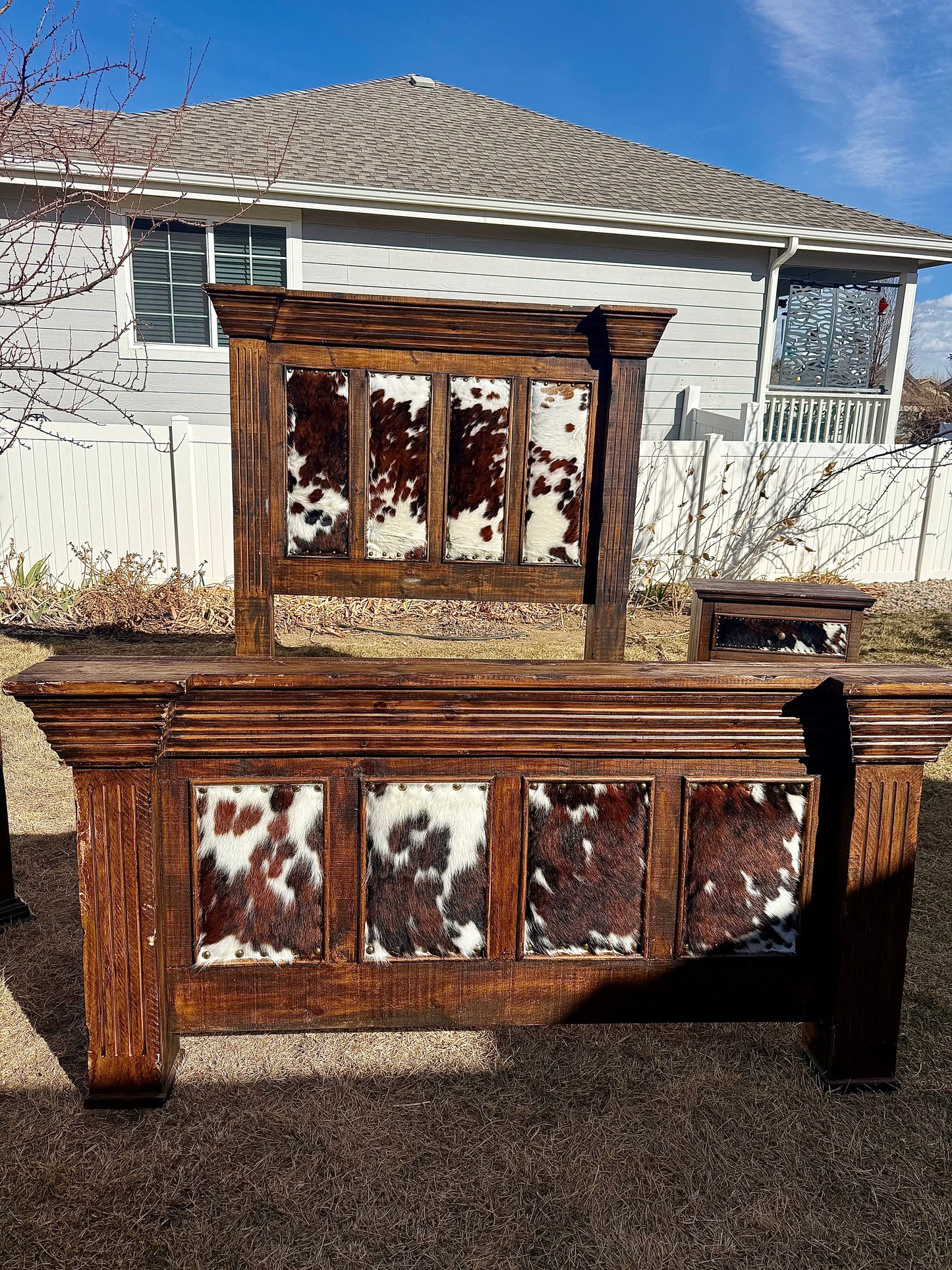 Queen Cowhide Bedroom Set