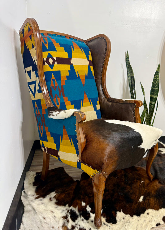 Cowhide Wingback Chair