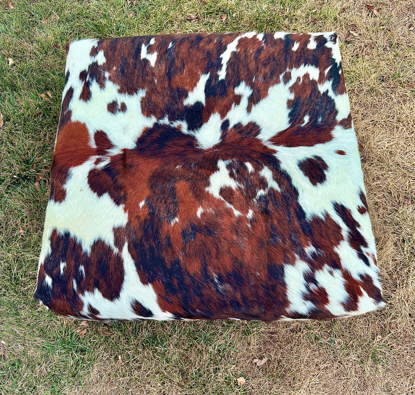 Tricolor Cowhide Ottoman
