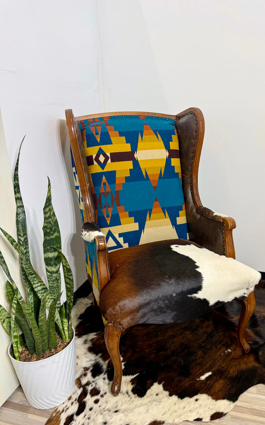 Cowhide Wingback Chair