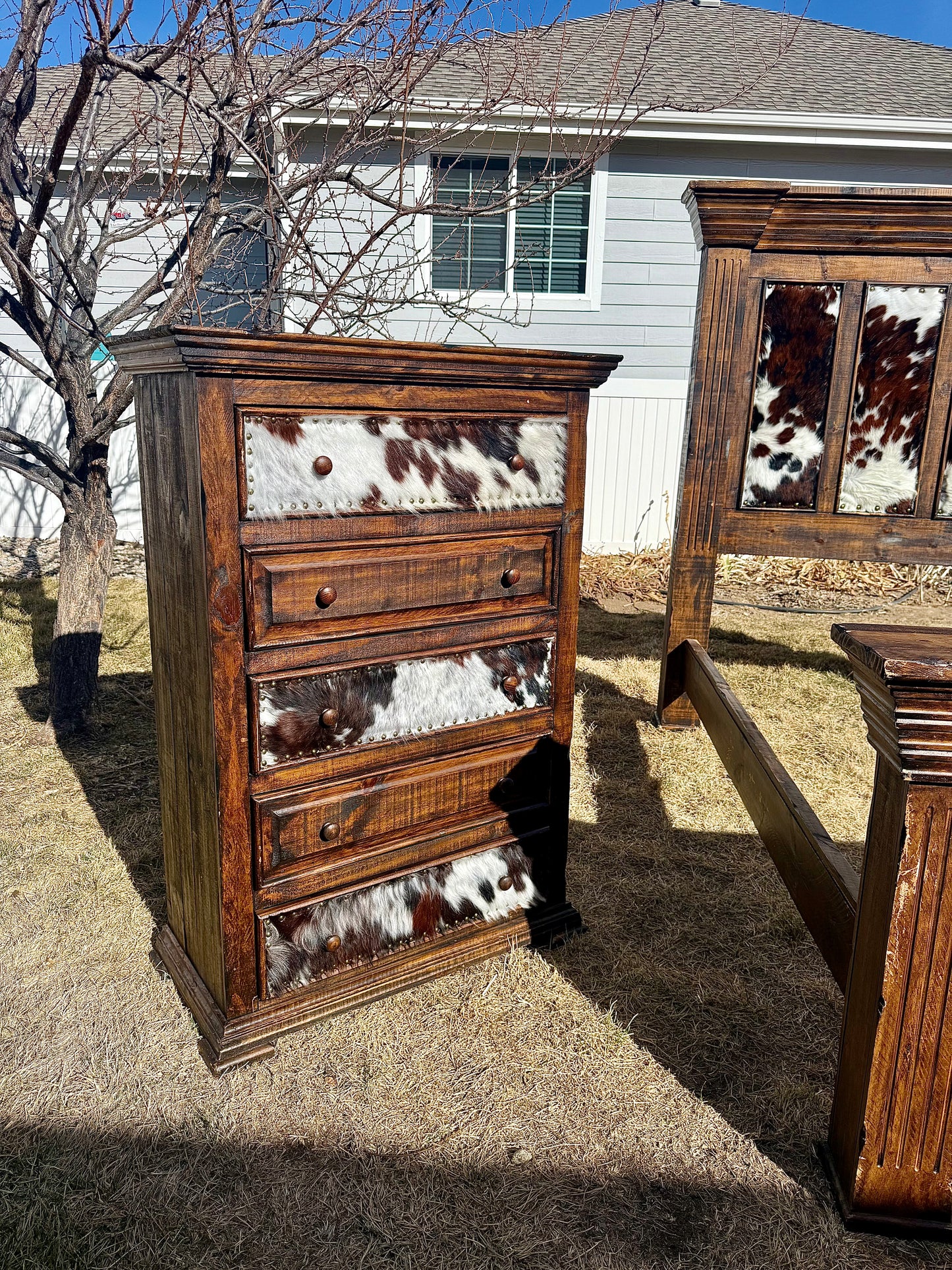 Queen Cowhide Bedroom Set