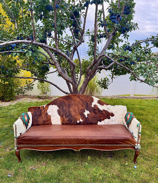Cowhide Sofa with Leather Seating