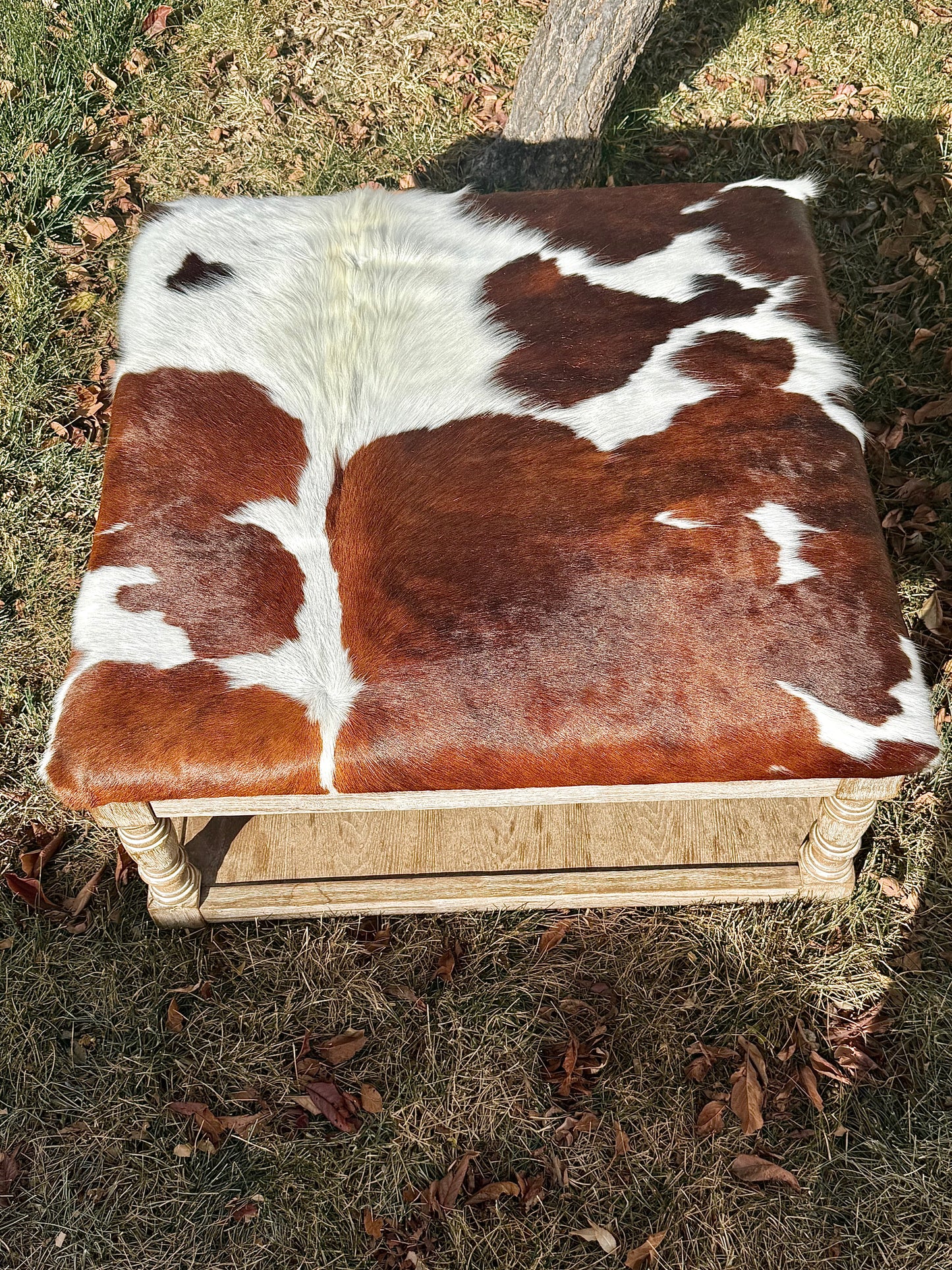 Cowhide Storage Ottoman