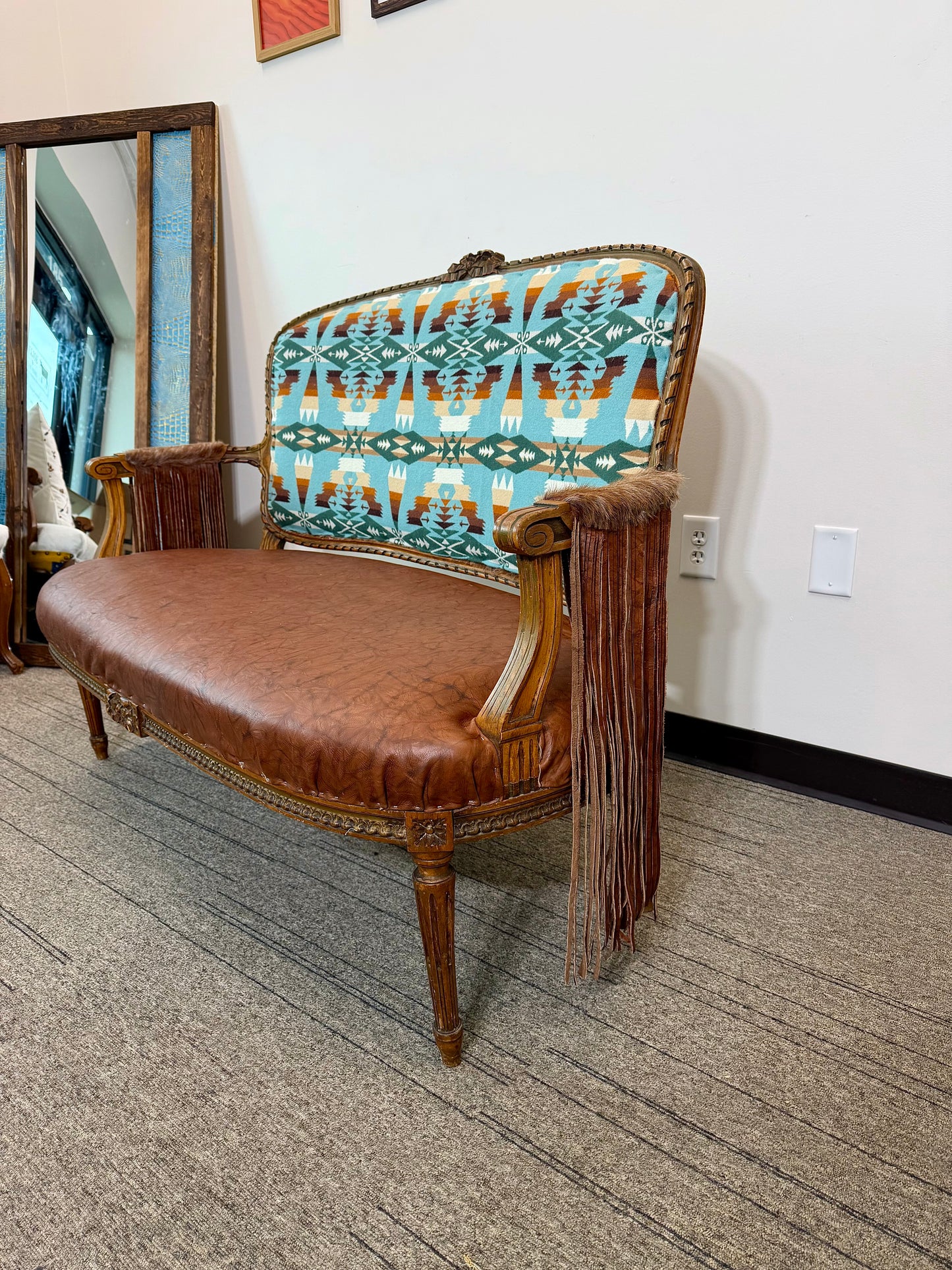Tucson Aqua Antique Settee