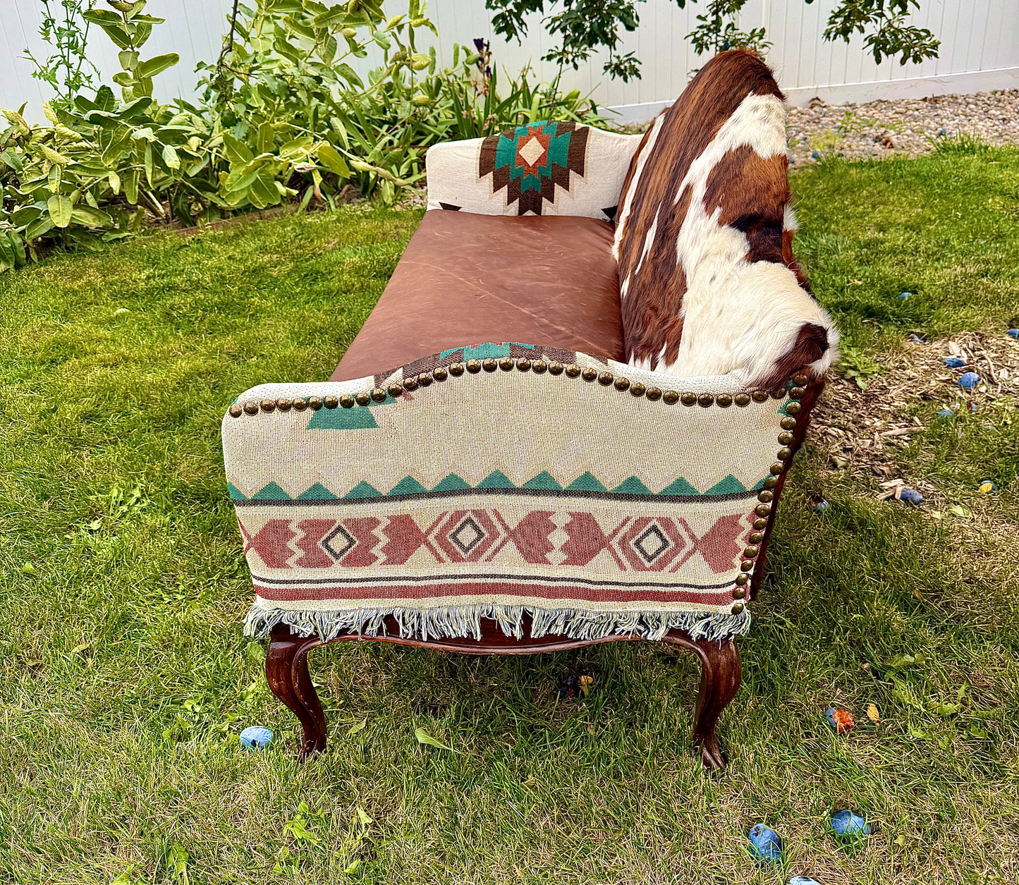 Cowhide Sofa with Leather Seating