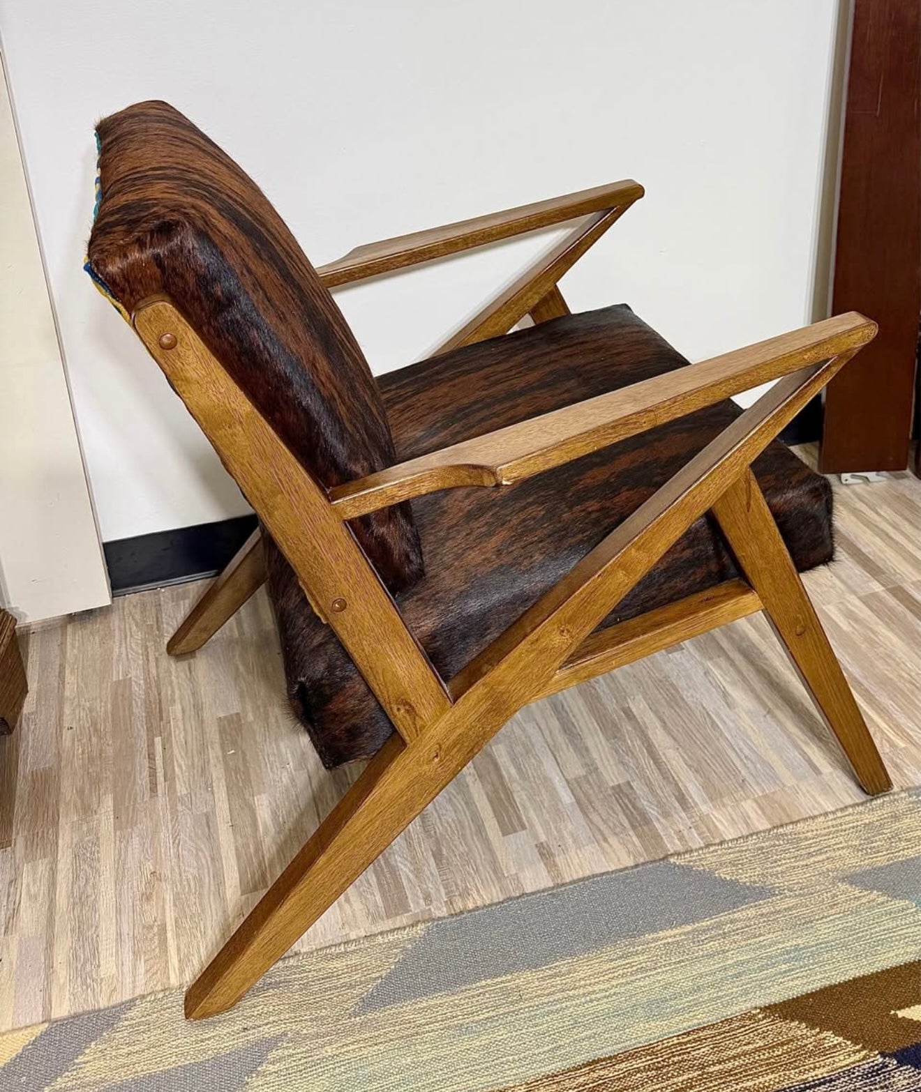 Brindle Cowhide and Pendleton Accent Chair