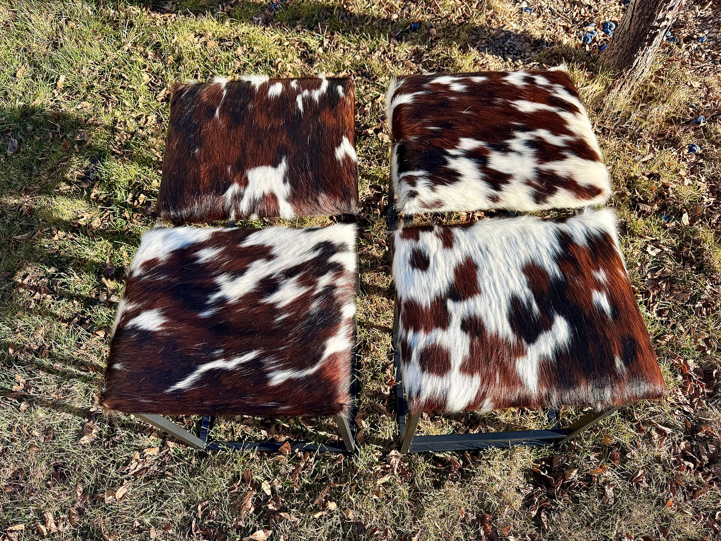 Tricolor Cowhide Counter Height Stools