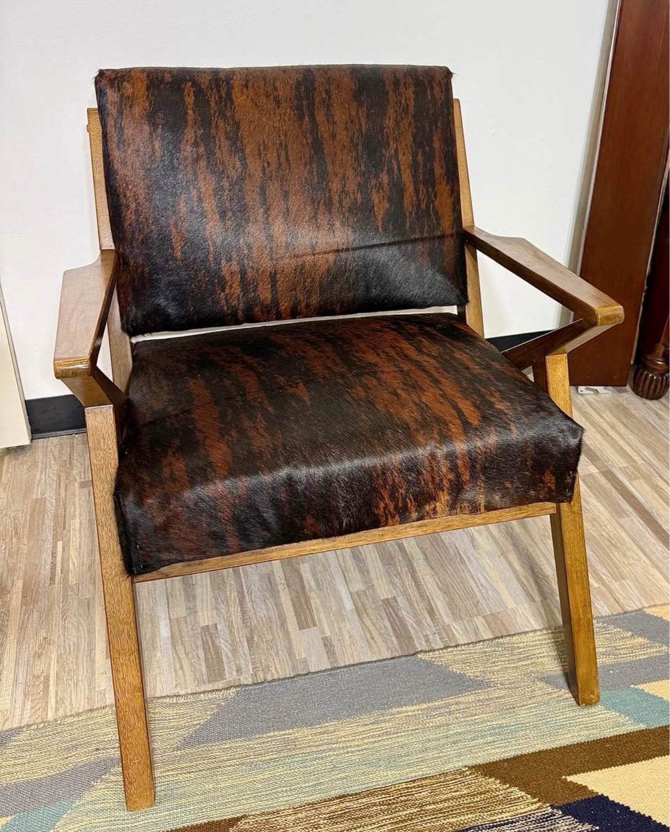 Brindle Cowhide and Pendleton Accent Chair