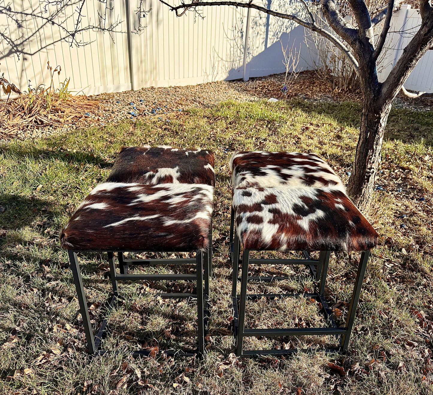 Tricolor Cowhide Counter Height Stools
