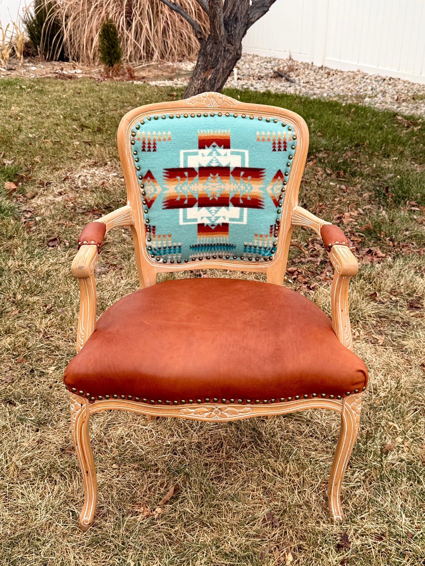 Pendleton and Leather Accent Chair