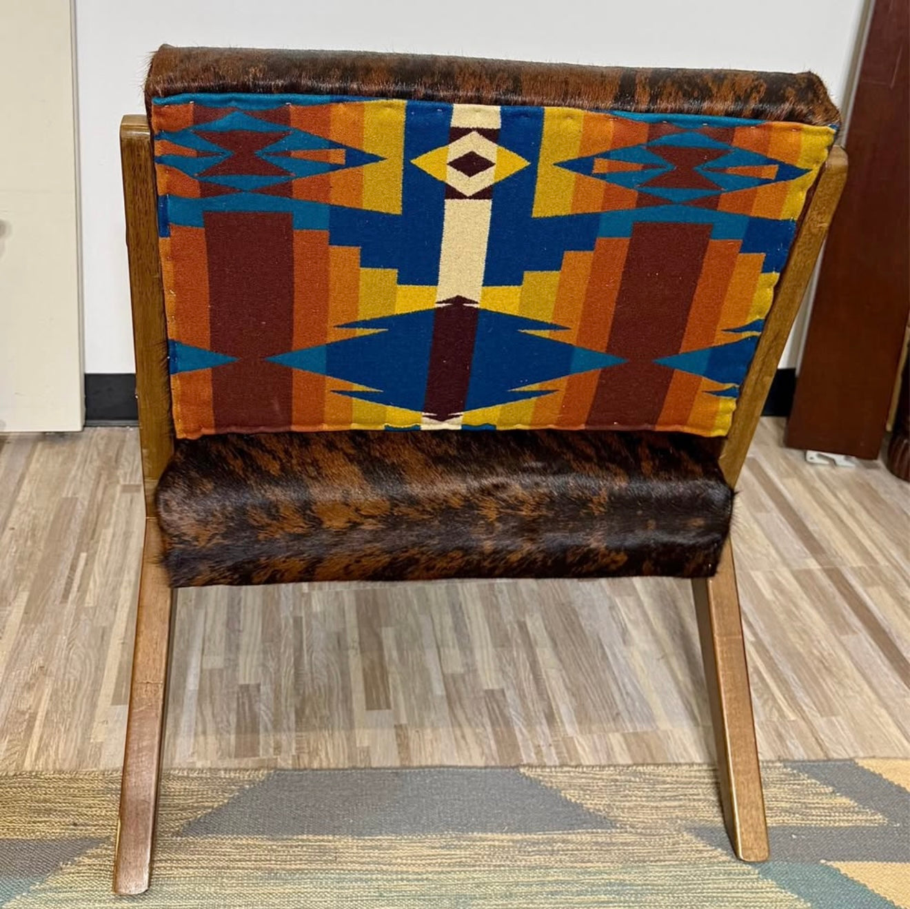 Brindle Cowhide and Pendleton Accent Chair